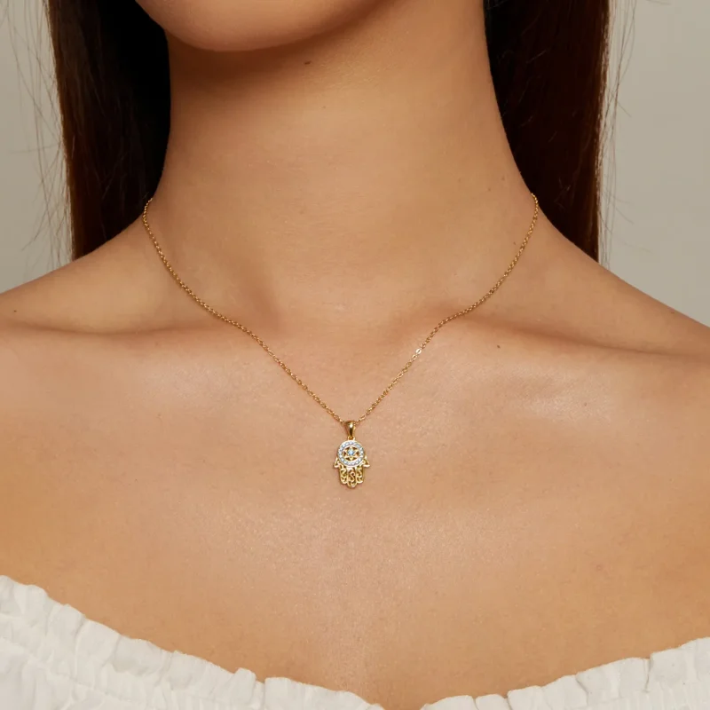 (kép) Pandora stílusú arany Fatima őrző nyaklánc - SCN264-B - Megtekintés 5