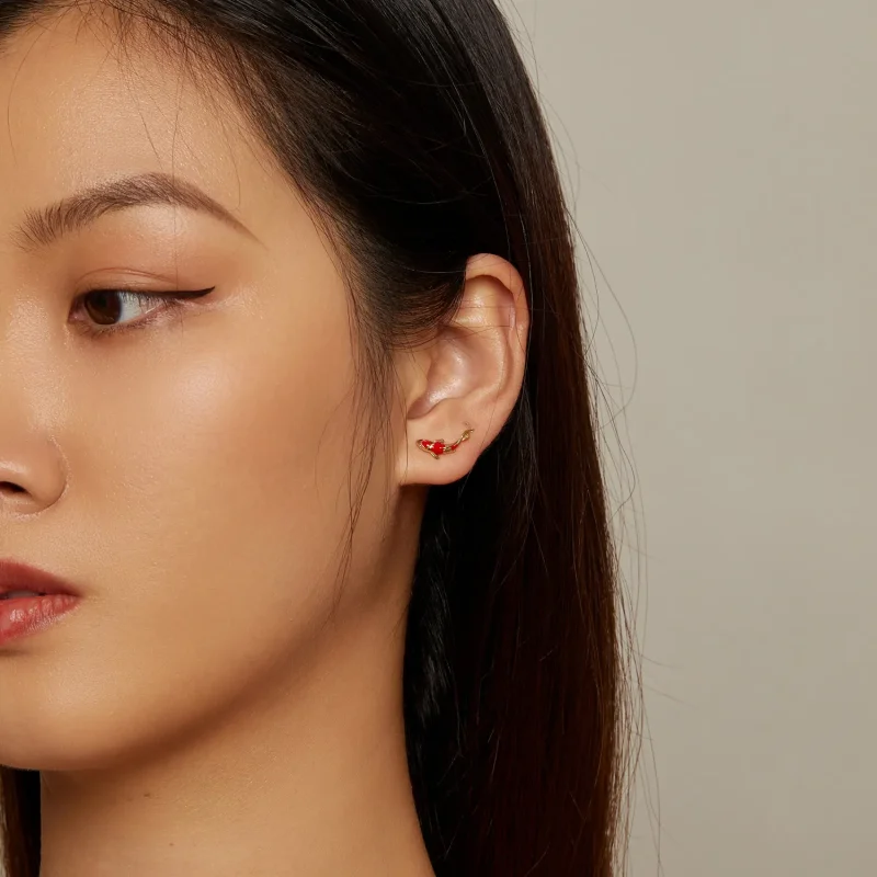 (kép) Pandora stílusú Arany Koi-Silver Studs Fülbevalók - SCE812-B - Megtekintés 6
