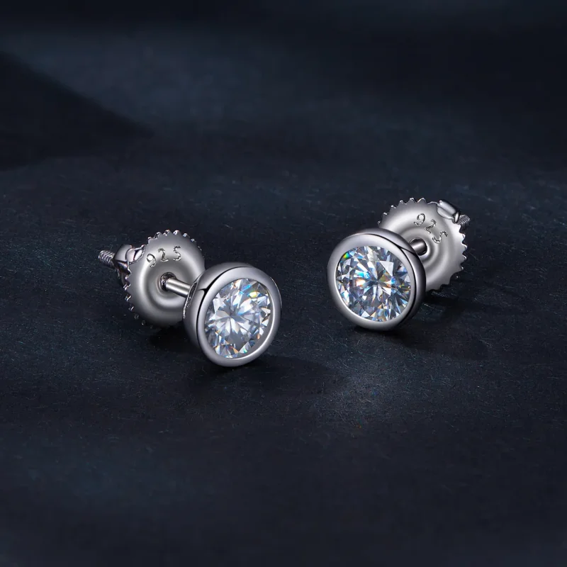 (kép) Pandora stílusú beépített Moissanite fülbevalók - MSE026 - Megtekintés 2