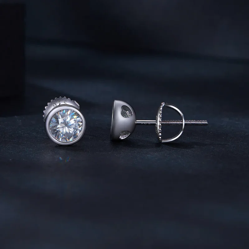 (kép) Pandora stílusú beépített Moissanite fülbevalók - MSE026 - Megtekintés 3