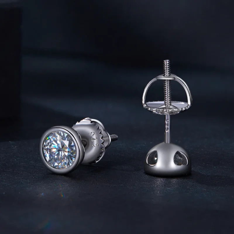 (kép) Pandora stílusú beépített Moissanite fülbevalók - MSE026 - Megtekintés 4