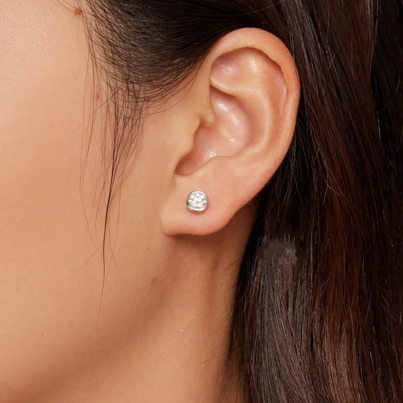 (kép) Pandora stílusú beépített Moissanite fülbevalók - MSE026 - Megtekintés 5