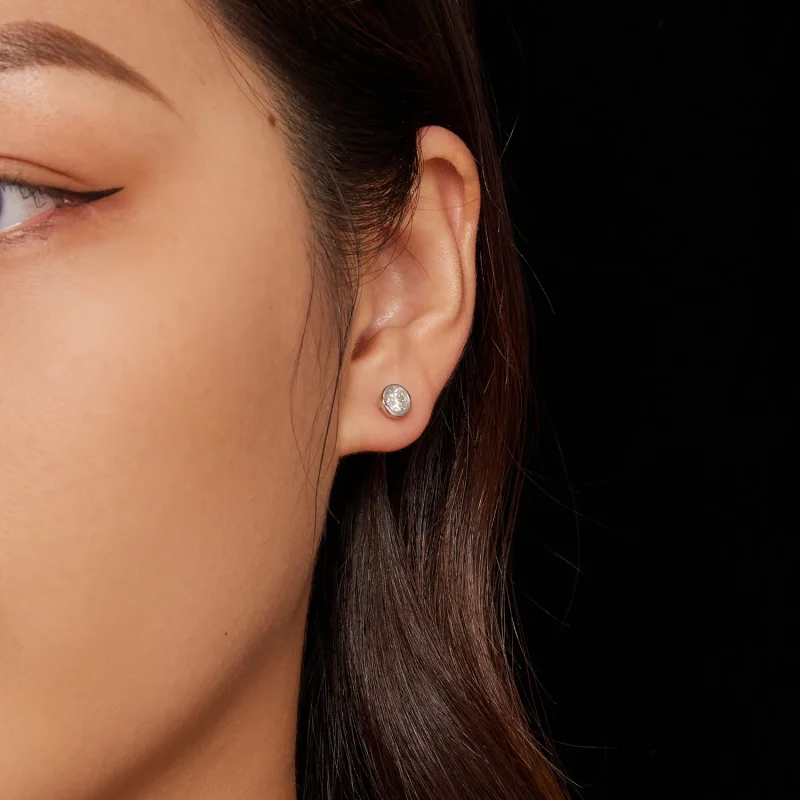 (kép) Pandora stílusú beépített Moissanite fülbevalók - MSE026 - Megtekintés 7
