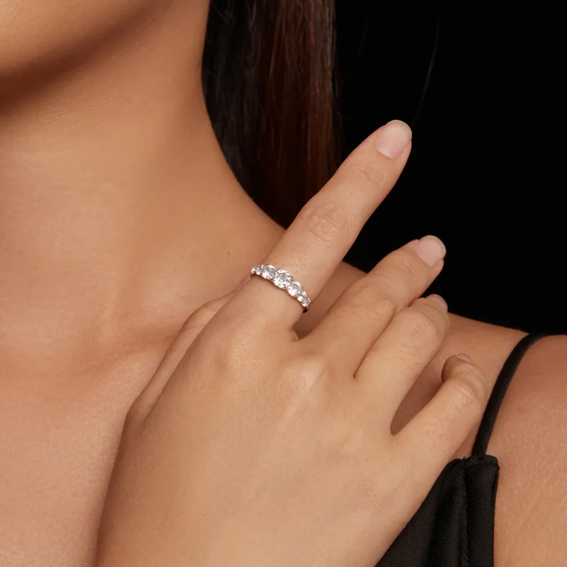 (kép) Pandora stílusú csillogó moissanite gyűrű (egy tanúsítvánnyal) - MSR037 - Megtekintés 4