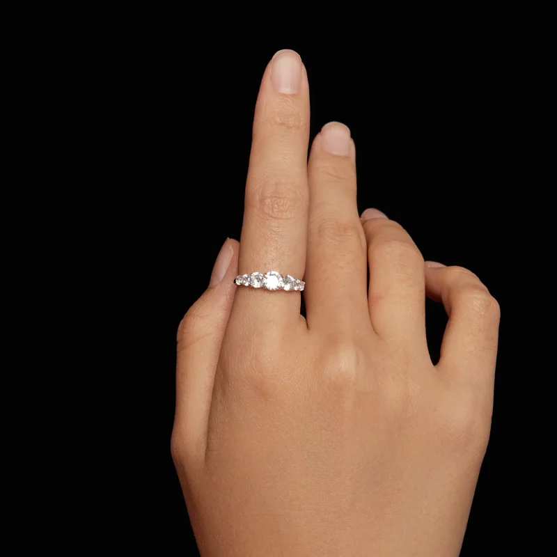 (kép) Pandora stílusú csillogó moissanite gyűrű (egy tanúsítvánnyal) - MSR037 - Megtekintés 5