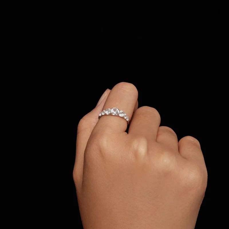 (kép) Pandora stílusú csillogó moissanite gyűrű (egy tanúsítvánnyal) - MSR037 - Megtekintés 6