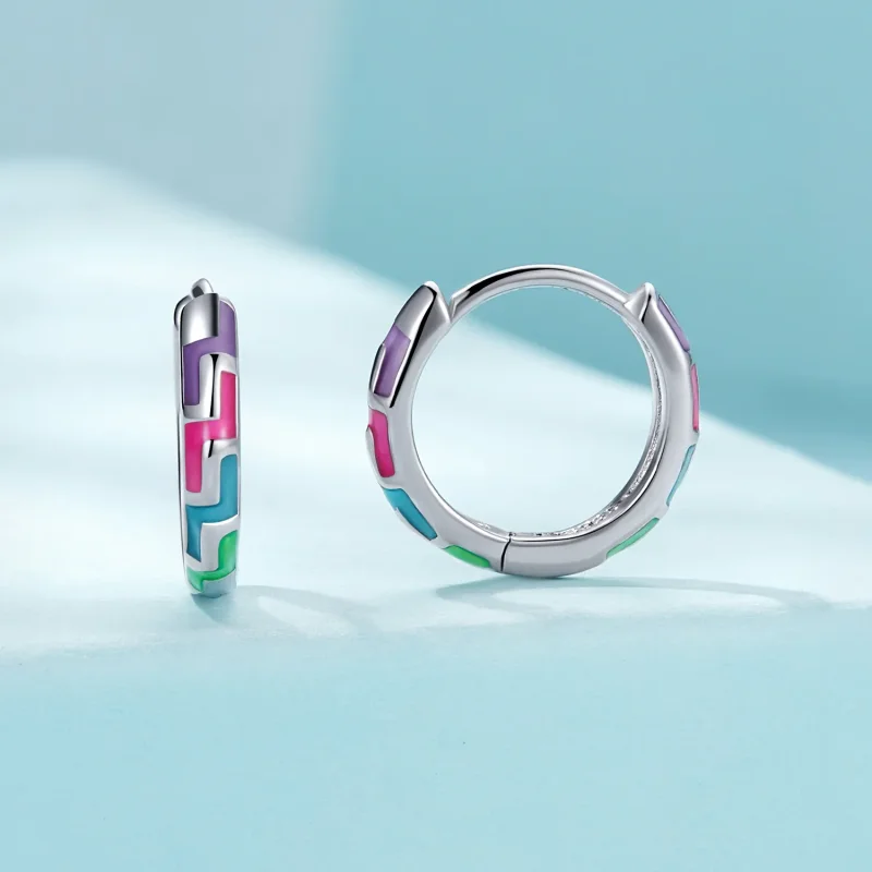 (kép) Pandora stílusú Cyber Luminous Hoop fülbevalók - SCE1645 - Megtekintés 2