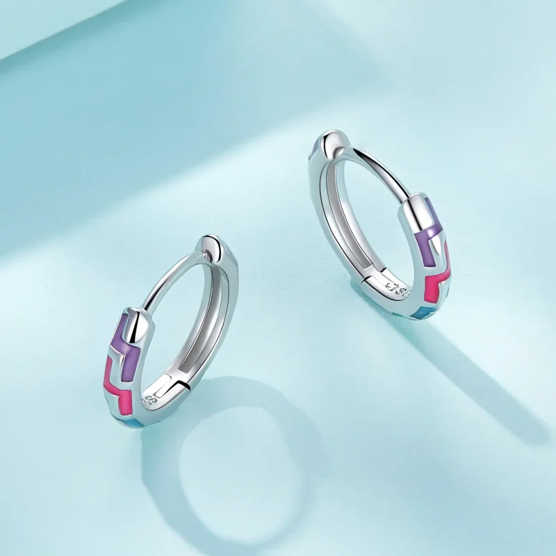 (kép) Pandora stílusú Cyber Luminous Hoop fülbevalók - SCE1645 - Megtekintés 3