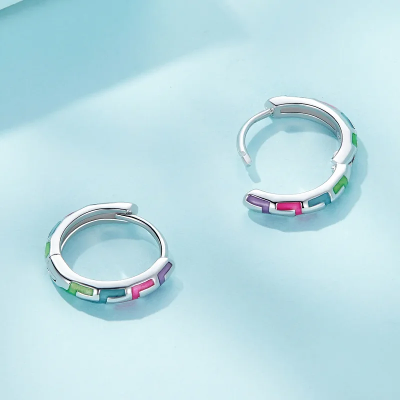 (kép) Pandora stílusú Cyber Luminous Hoop fülbevalók - SCE1645 - Megtekintés 4