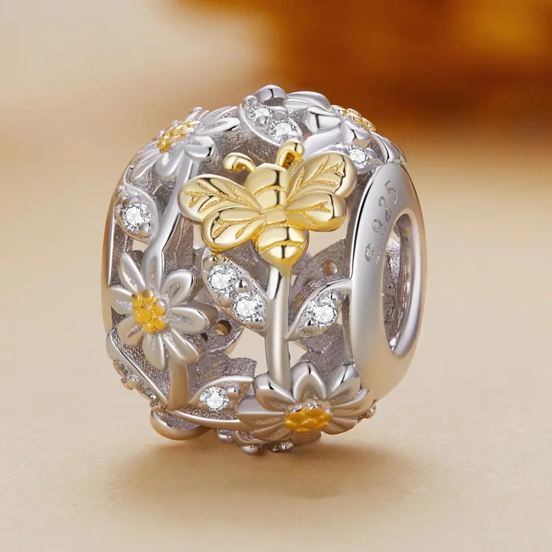 (kép) Pandora stílusú Daisy méh charm - BSC818 - Megtekintés 2