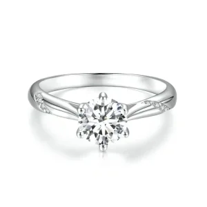 Pandora stílusú egyszerű moissanite gyűrű (Egy tanúsítvány) - MSR003 (kép) Pandora stílusú egyszerű moissanite gyűrű (Egy tanúsítvány) - MSR003