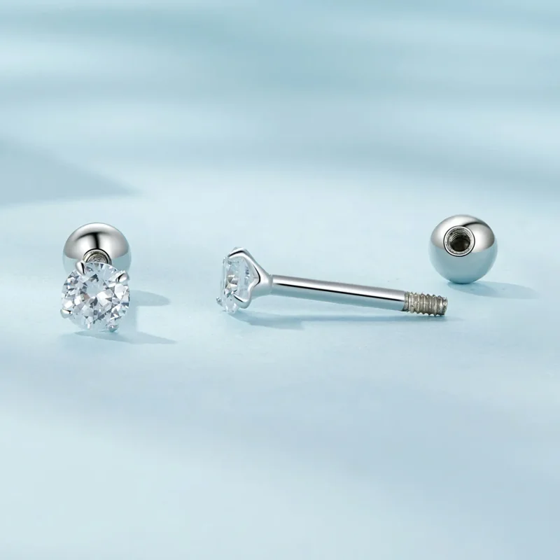 (kép) Pandora stílusú fehér cirkónium fülbevaló - SCE1646-S - Megtekintés 4