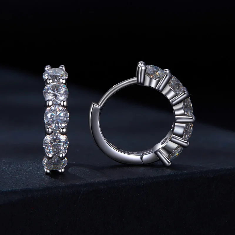 (kép) Pandora stílusú Fél Gyűrű Moissanite Gyémánt Fülbevalók - MSE033 - Megtekintés 2