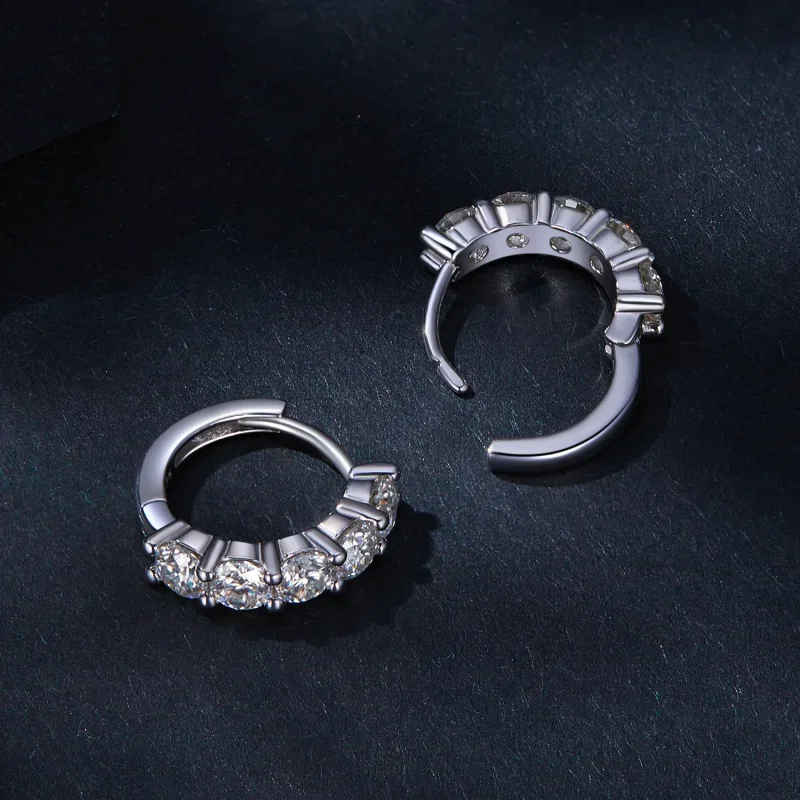 (kép) Pandora stílusú Fél Gyűrű Moissanite Gyémánt Fülbevalók - MSE033 - Megtekintés 4