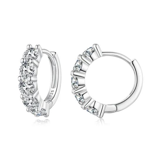 (kép) Pandora stílusú Fél Gyűrű Moissanite Gyémánt Fülbevalók - MSE033