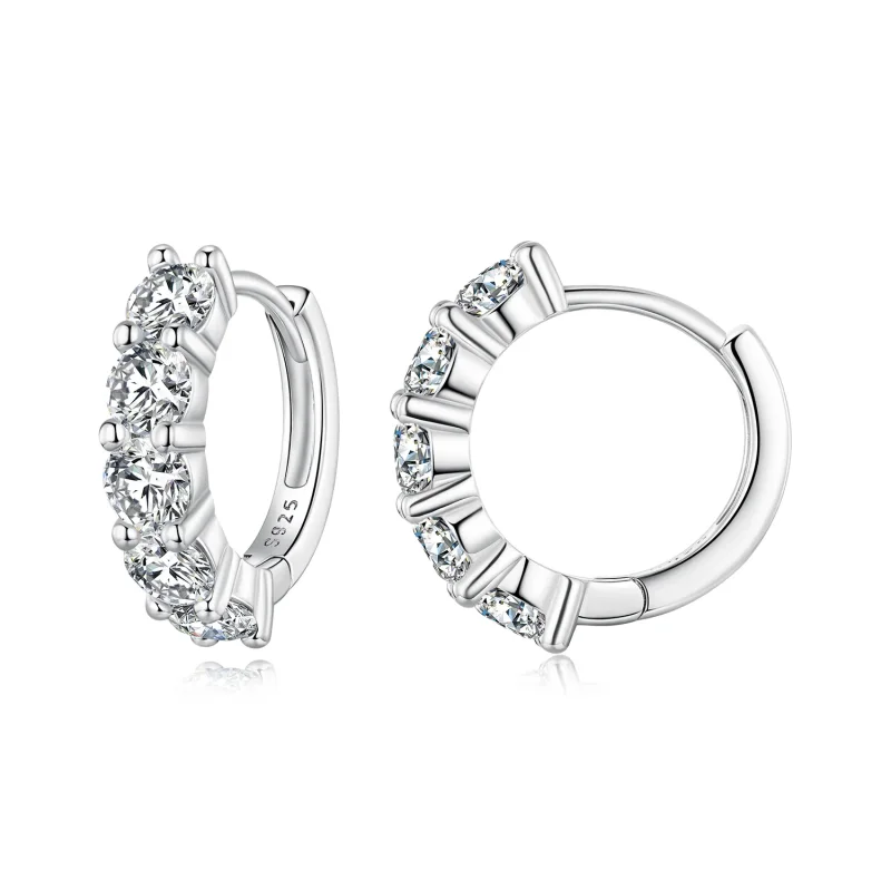 (kép) Pandora stílusú Fél Gyűrű Moissanite Gyémánt Fülbevalók - MSE033