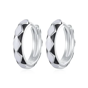Pandora stílusú gyémánt alakú mintás Karika Fülbevaló - SCE1611-BK (kép) Pandora stílusú gyémánt alakú mintás Karika Fülbevaló - SCE1611-BK