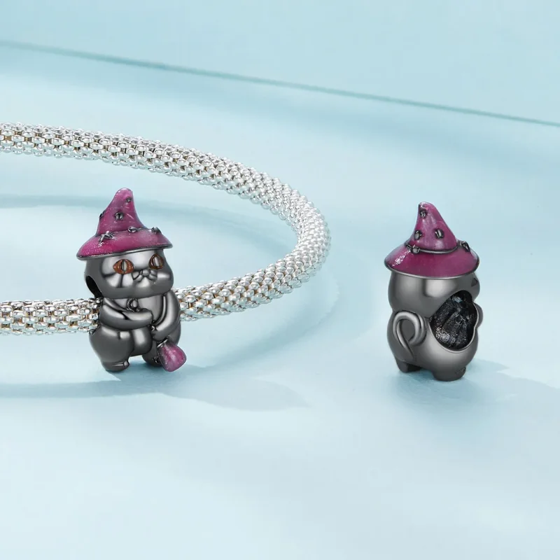 (kép) Pandora stílusú Halloween boszorkány macska charm - SCC2625 - Megtekintés 4