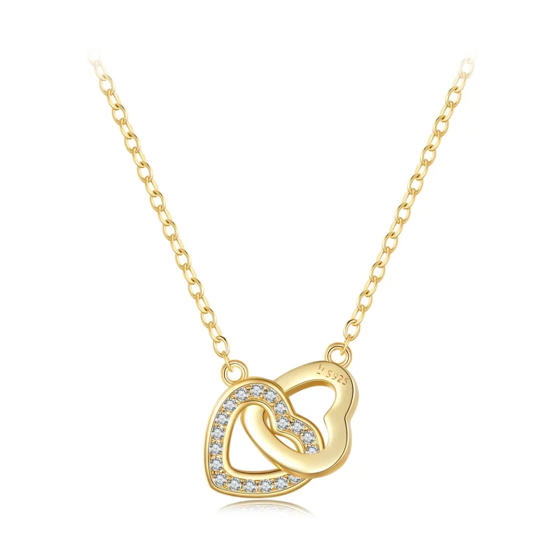 (kép) Pandora Stílusú Heart To Heart-925 Ezüst Nyaklánc - SCN181-B