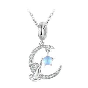 Pandora stílusú Hold Macska Függő - BSC810 (kép) Pandora stílusú Hold Macska Függő - BSC810