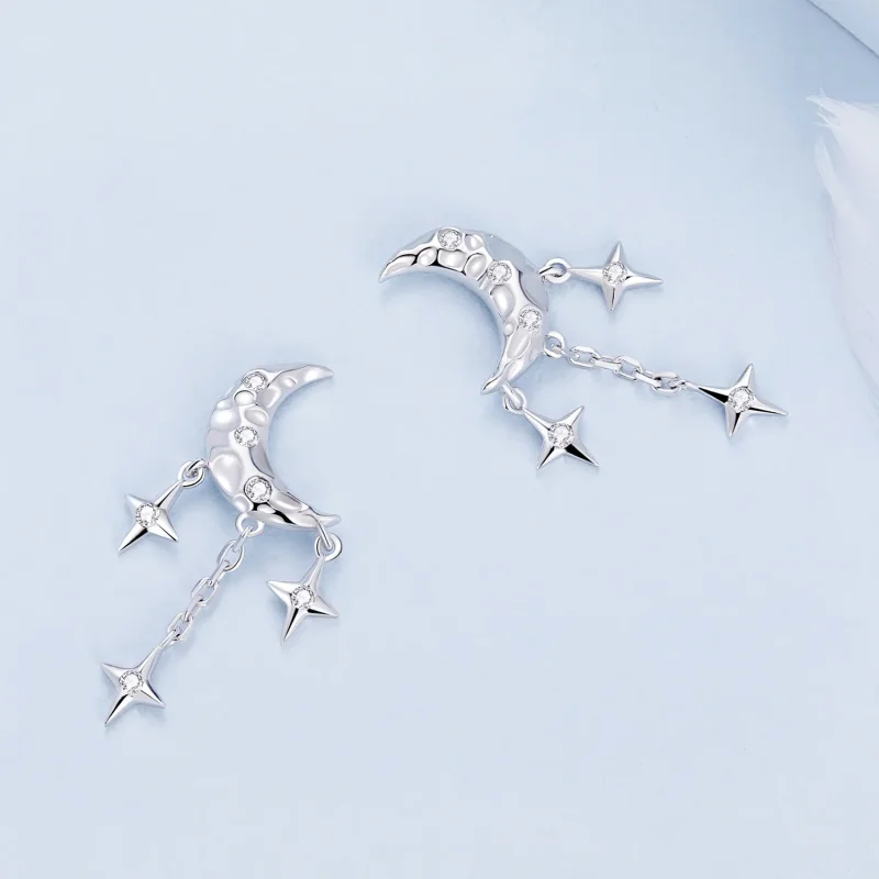 (kép) Pandora stílusú Hold Tassel Studs Fülbevalók - BSE858 - Megtekintés 4