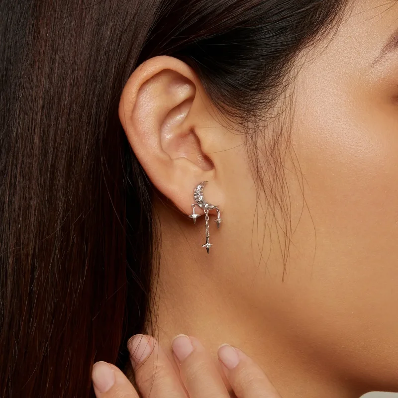 (kép) Pandora stílusú Hold Tassel Studs Fülbevalók - BSE858 - Megtekintés 6