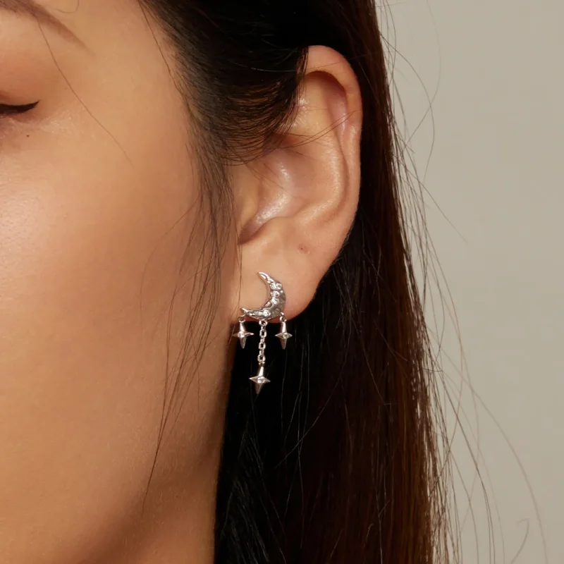 (kép) Pandora stílusú Hold Tassel Studs Fülbevalók - BSE858 - Megtekintés 7