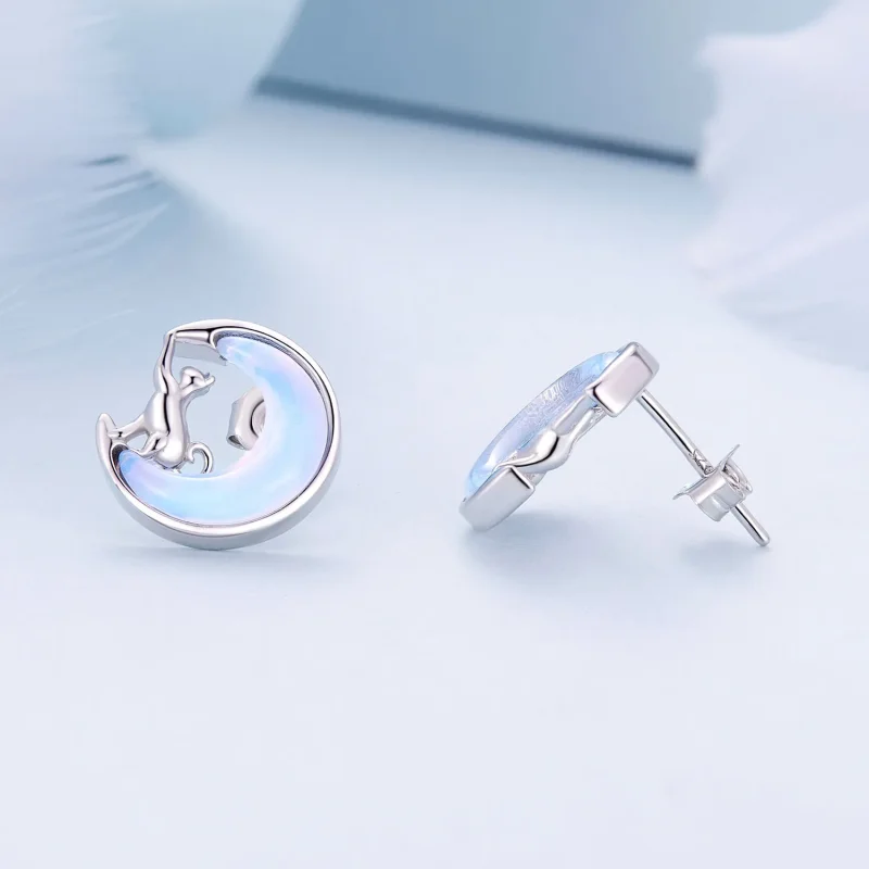 (kép) Pandora stílusú Holdmacska fülbevalók - BSE913 - Megtekintés 4