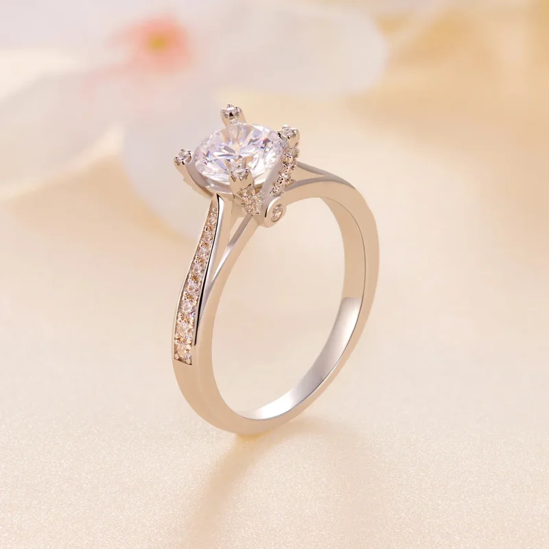 (kép) Pandora stílusú kifinomult Moissanite esküvői gyűrű - MSR026 - Megtekintés 2