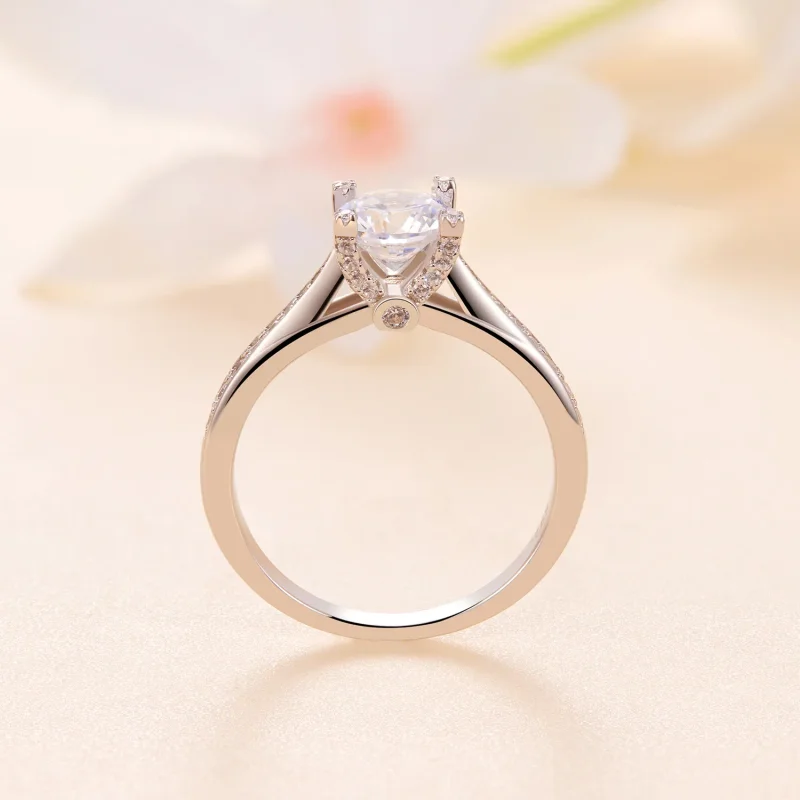 (kép) Pandora stílusú kifinomult Moissanite esküvői gyűrű - MSR026 - Megtekintés 4