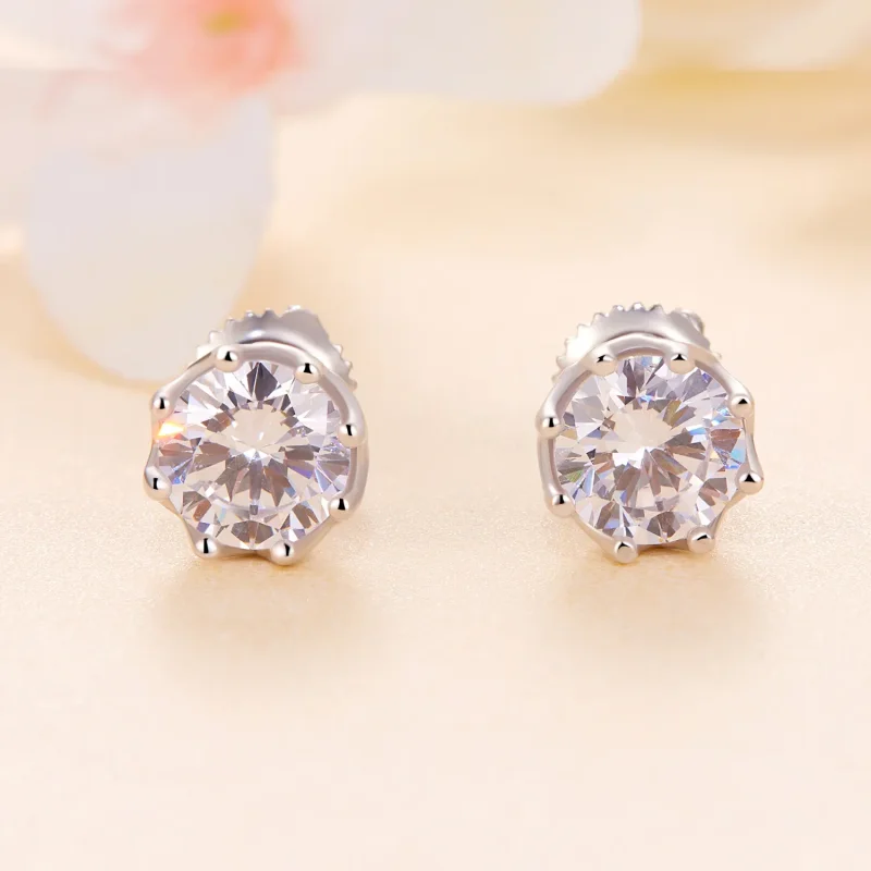 (kép) Pandora stílusú kifinomult Moissanite fülbevalók (két tanúsítvánnyal) - MSE016-L - Megtekintés 2