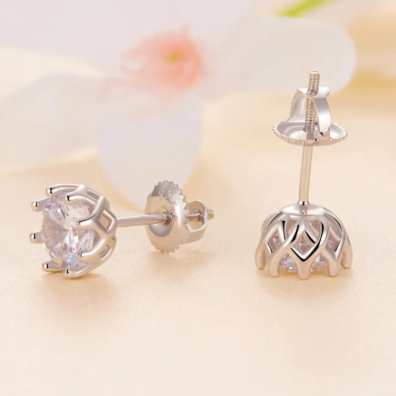 (kép) Pandora stílusú kifinomult Moissanite fülbevalók (két tanúsítvánnyal) - MSE016-L - Megtekintés 3