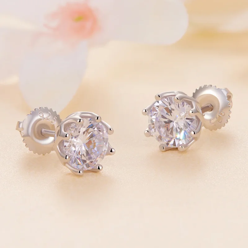 (kép) Pandora stílusú kifinomult Moissanite fülbevalók (két tanúsítvánnyal) - MSE016-L - Megtekintés 4