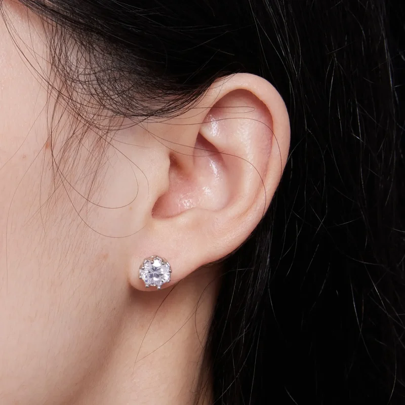 (kép) Pandora stílusú kifinomult Moissanite fülbevalók (két tanúsítvánnyal) - MSE016-L - Megtekintés 5