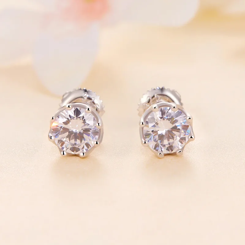 (kép) Pandora stílusú kifinomult Moissanite fülbevalók (két tanúsítvánnyal) - MSE016-S - Megtekintés 2