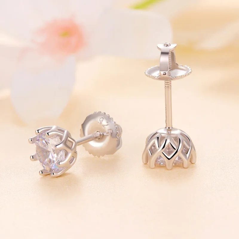 (kép) Pandora stílusú kifinomult Moissanite fülbevalók (két tanúsítvánnyal) - MSE016-S - Megtekintés 3