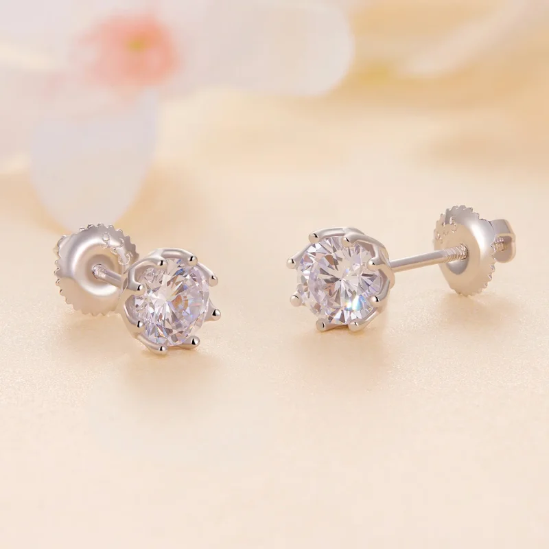 (kép) Pandora stílusú kifinomult Moissanite fülbevalók (két tanúsítvánnyal) - MSE016-S - Megtekintés 4