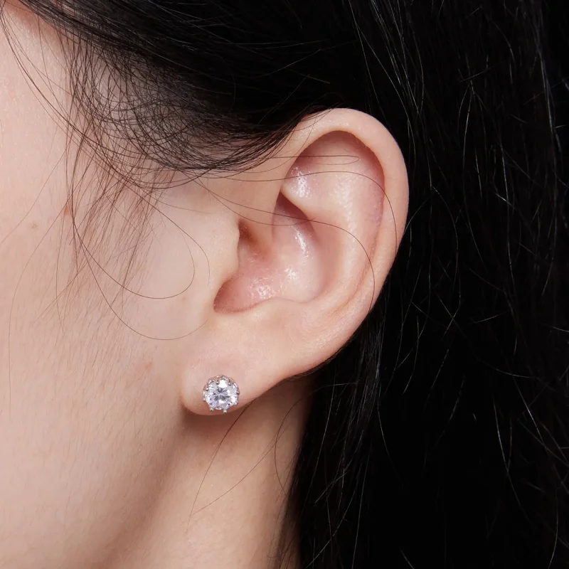 (kép) Pandora stílusú kifinomult Moissanite fülbevalók (két tanúsítvánnyal) - MSE016-S - Megtekintés 6