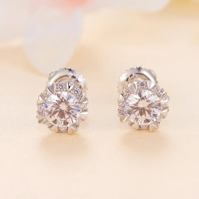 (kép) Pandora stílusú Kifinomult Moissanite Fülbevalók (Két Tanúsítvánnyal) - MSE017 - Megtekintés 2