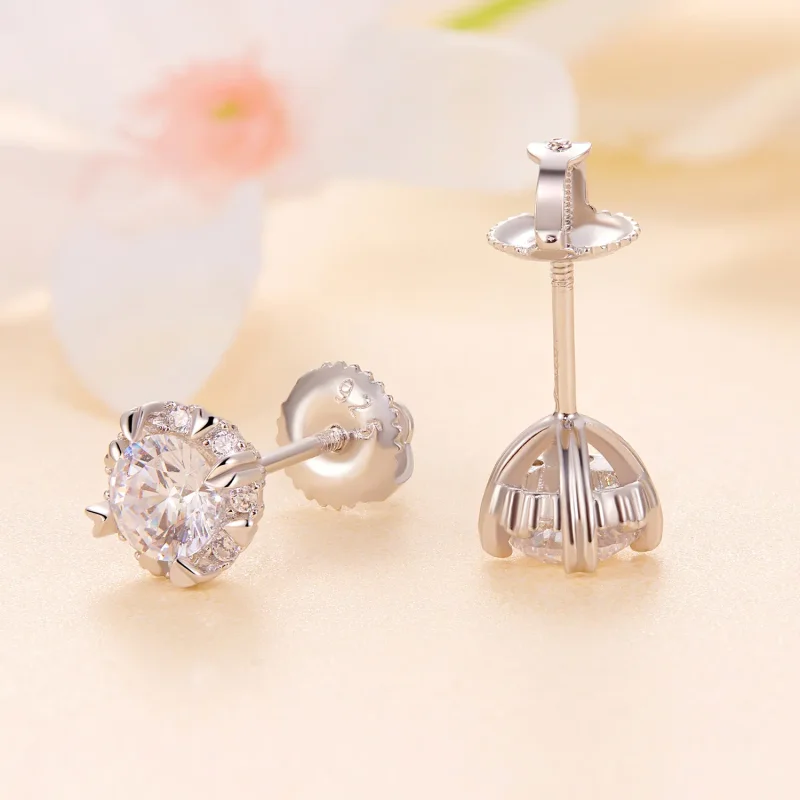 (kép) Pandora stílusú Kifinomult Moissanite Fülbevalók (Két Tanúsítvánnyal) - MSE017 - Megtekintés 4