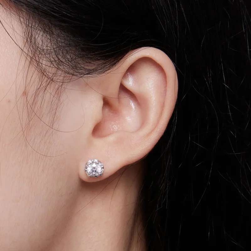 (kép) Pandora stílusú Kifinomult Moissanite Fülbevalók (Két Tanúsítvánnyal) - MSE017 - Megtekintés 5