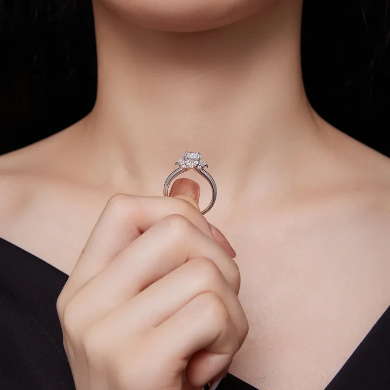 (kép) Pandora stílusú Kifinomult Moissanite Gyűrű - MSR022 - Megtekintés 7