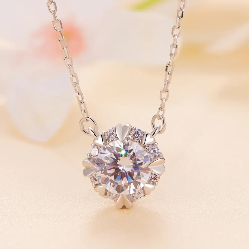(kép) Pandora stílusú, kifinomult Moissanite nyaklánc (Egy tanúsítvánnyal) - MSN011 - Megtekintés 2