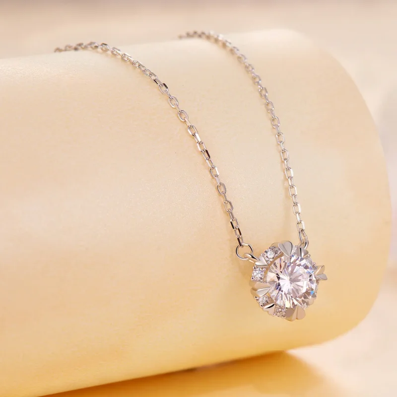 (kép) Pandora stílusú, kifinomult Moissanite nyaklánc (Egy tanúsítvánnyal) - MSN011 - Megtekintés 3