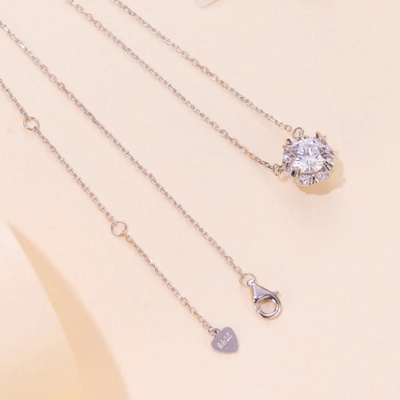 (kép) Pandora stílusú, kifinomult Moissanite nyaklánc (Egy tanúsítvánnyal) - MSN011 - Megtekintés 4
