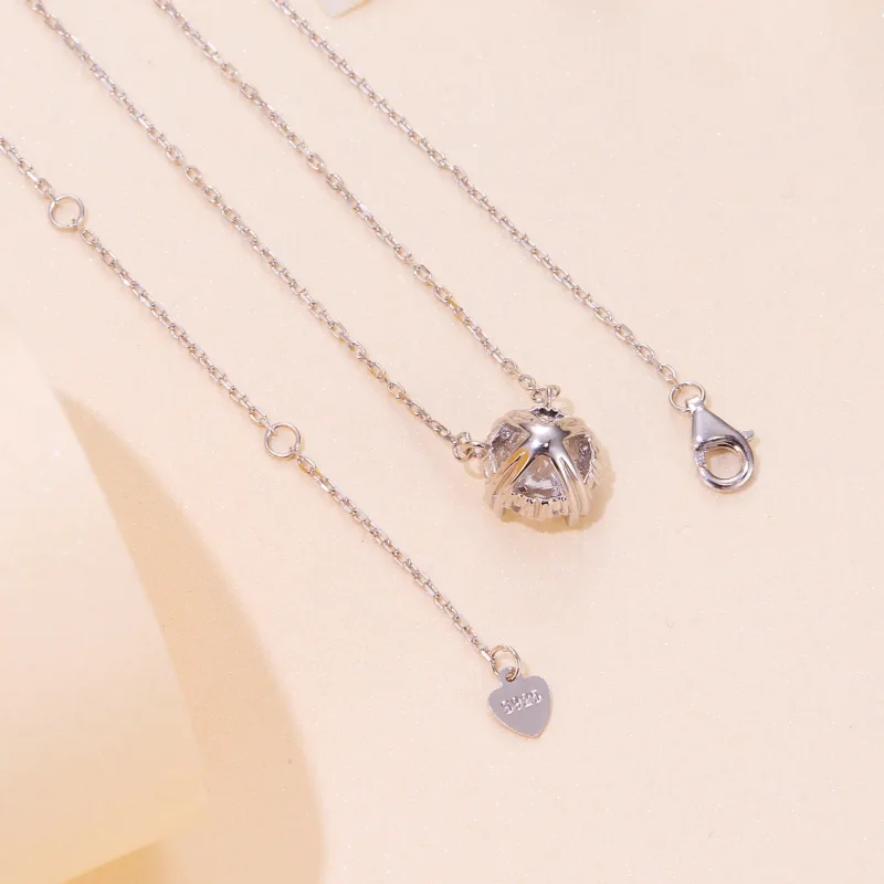 (kép) Pandora stílusú, kifinomult Moissanite nyaklánc (Egy tanúsítvánnyal) - MSN011 - Megtekintés 5