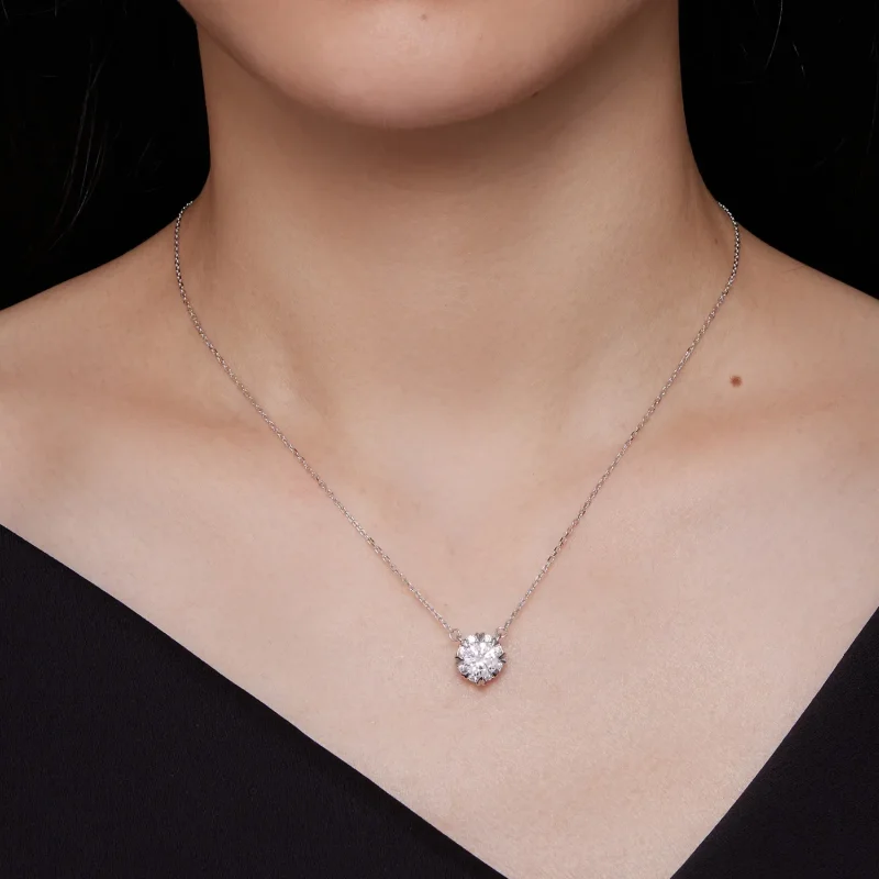 (kép) Pandora stílusú, kifinomult Moissanite nyaklánc (Egy tanúsítvánnyal) - MSN011 - Megtekintés 6