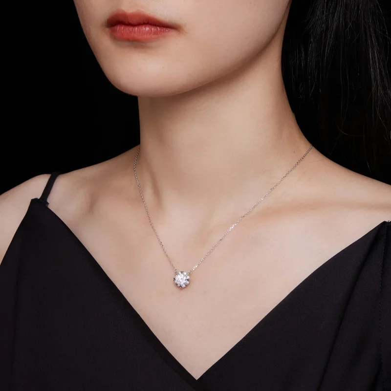 (kép) Pandora stílusú, kifinomult Moissanite nyaklánc (Egy tanúsítvánnyal) - MSN011 - Megtekintés 7