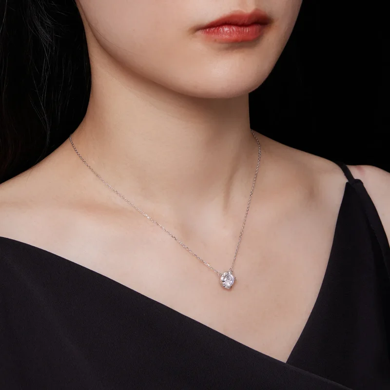 (kép) Pandora stílusú, kifinomult Moissanite nyaklánc (Egy tanúsítvánnyal) - MSN011 - Megtekintés 8