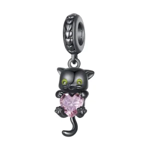 Pandora stílusú Kis Fekete Macska Függő - BSC800 (kép) Pandora stílusú Kis Fekete Macska Függő - BSC800